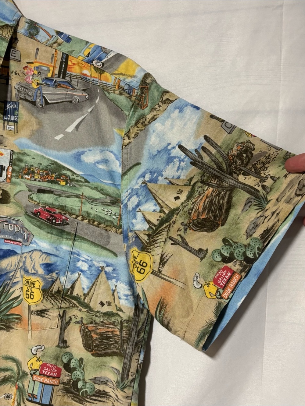 Vintage High Seas Trading Co Route 66 Hawaiian Shirt Made in USA Large - Picture 3 of 11